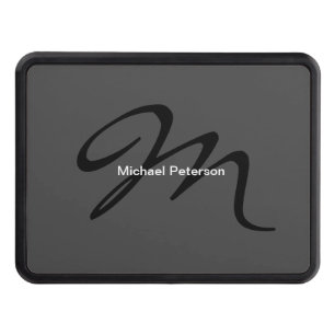 Sophisticated Script Monogram Initial Modern Grey Hitch Cover