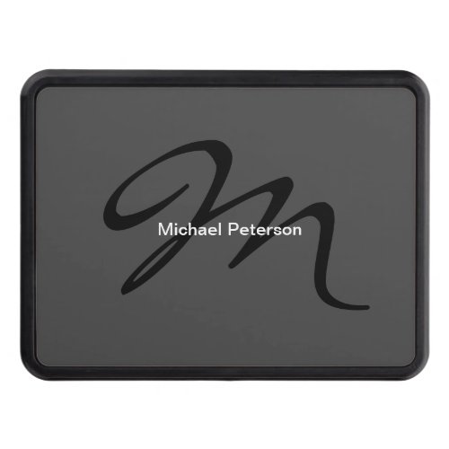 Sophisticated Script Monogram Initial Modern Grey Hitch Cover