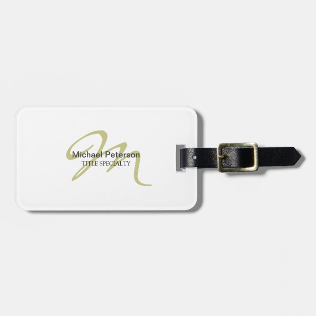 Sophisticated Script Monogram Initial Modern Luggage Tag (Front Horizontal)