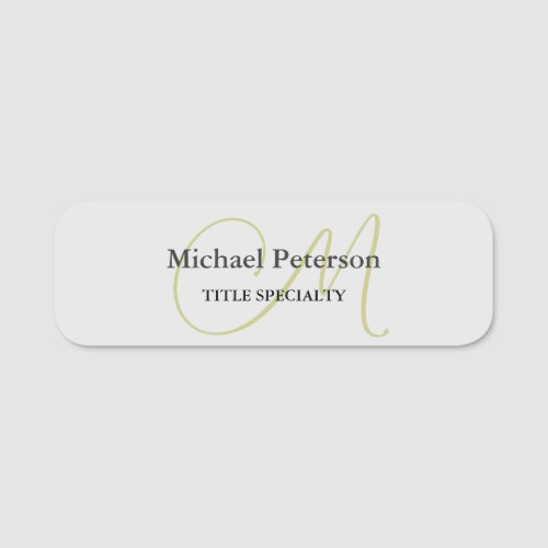 Sophisticated Script Monogram Initial Modern Name Tag