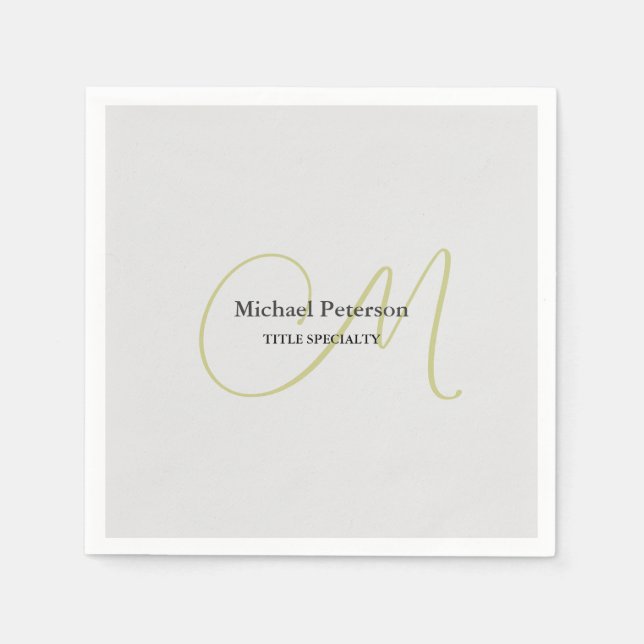 Sophisticated Script Monogram Initial Modern Napkins (Front)
