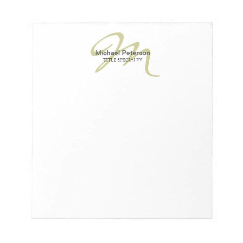 Sophisticated Script Monogram Initial Modern Notepad