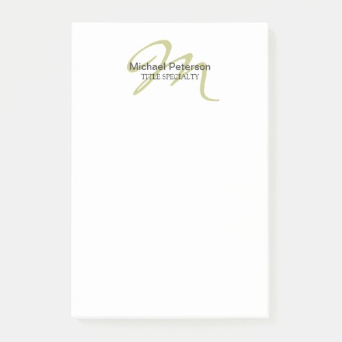 Sophisticated Script Monogram Initial Modern Post_it Notes