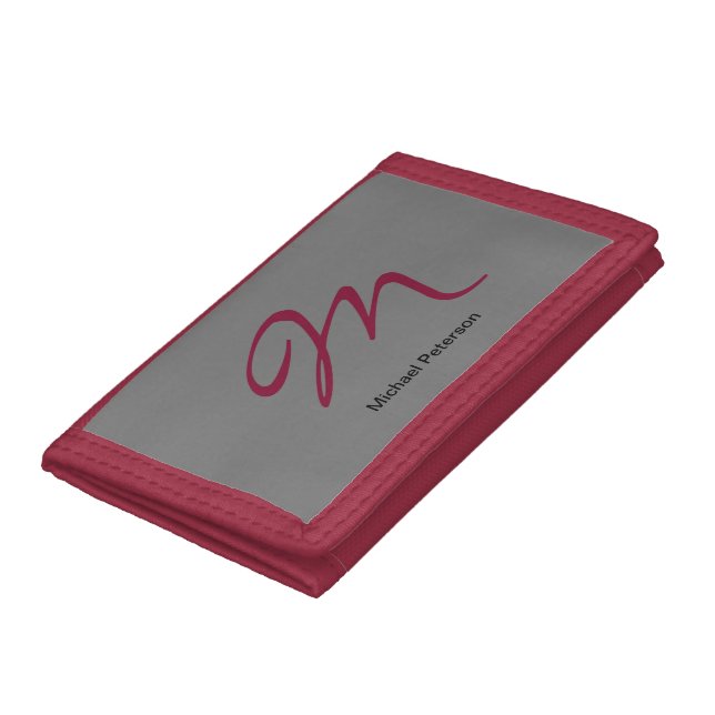 Sophisticated Script Monogram Initial Modern Trifold Wallet (Bottom)