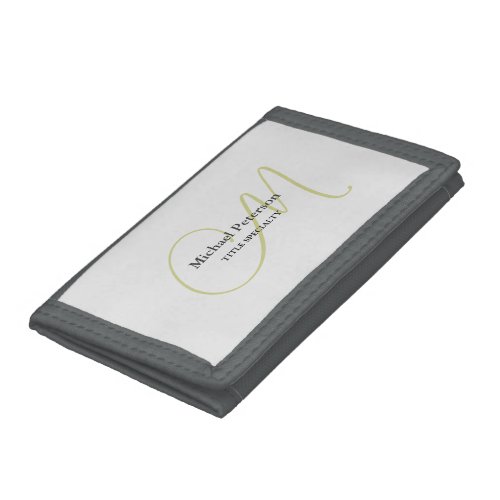 Sophisticated Script Monogram Initial Modern Trifold Wallet