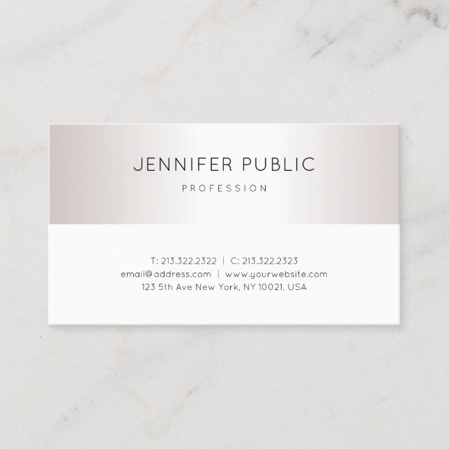 Sophisticated Script Silver Look Unique Plain Business Card (Front)