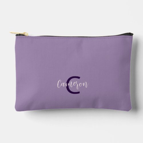 Sophisticated Script Type Initials  Name Violet Accessory Pouch