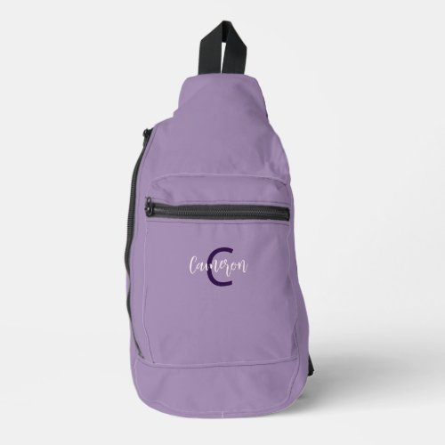 Sophisticated Script Type Initials  Name Violet Sling Bag