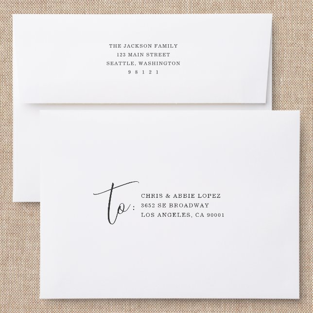 Sophisticated Serif & Script Back Addressed Envelopes (Linen)