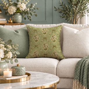 Sophisticated Shabby Chic Sage Garden Pillow