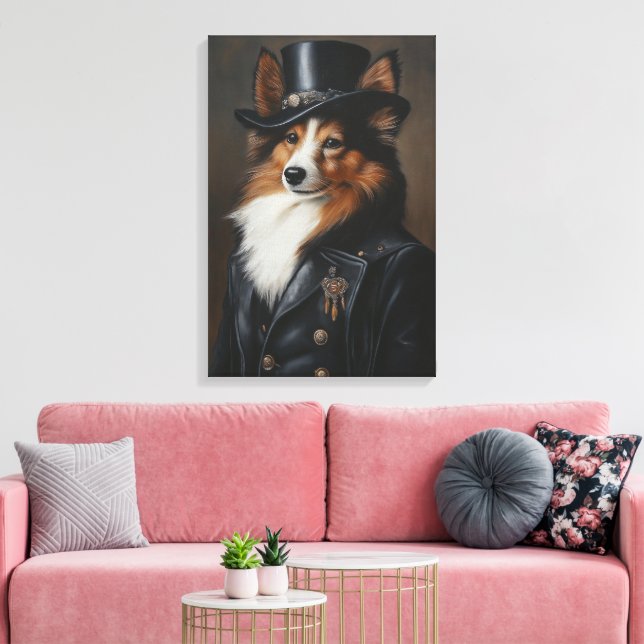 Sophisticated Shetland Sheepdog | Sheltie Canvas Print (Insitu(LivingRoom))