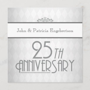 Sophisticated Silver 25th Wedding Anniversary Invitation