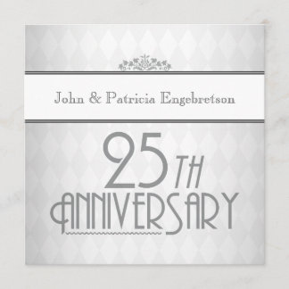 Sophisticated Silver 25th Wedding Anniversary Invitation