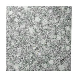 Sophisticated Silver Color Faux Glitter Solid Ceramic Tile