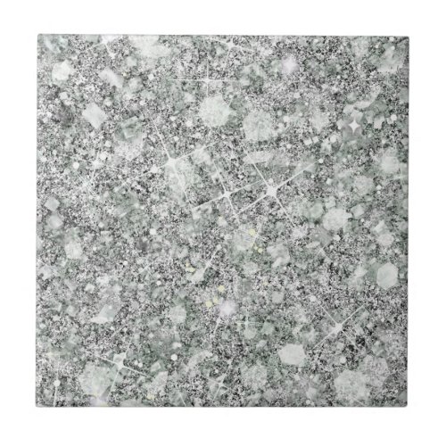 Sophisticated Silver Color Faux Glitter Solid Ceramic Tile