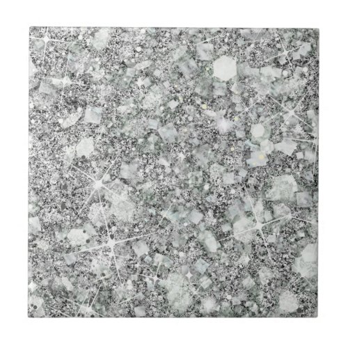 Sophisticated Silver Color Faux Glitter Solid Ceramic Tile