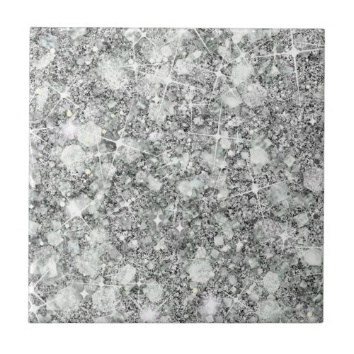 Sophisticated Silver Color Faux Glitter Solid Ceramic Tile