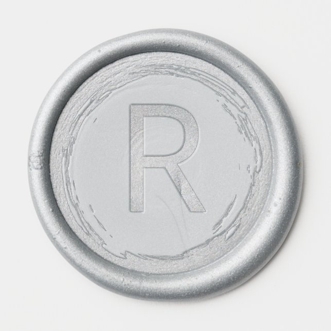Sophisticated Silver Embossed Initial Seal Wax Seal Sticker (Front)