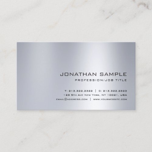Sophisticated Silver Look Clean Plain Professional Business Card