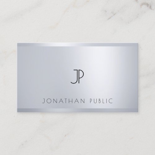 Sophisticated Silver Template Modern Monogrammed Business Card