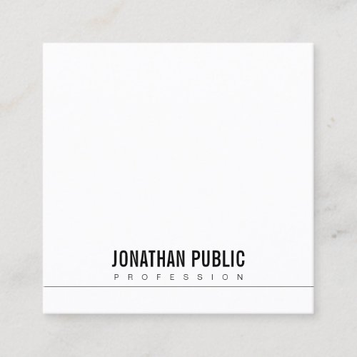 Sophisticated Simple Design Modern BW Trendy Plain Square Business Card