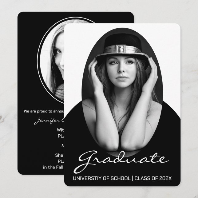Sophisticated Simple Photo Graduation Invitation (Front/Back)
