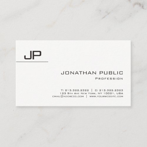 Sophisticated Sleek Monogram Design Modern Plain Business Card