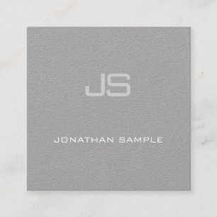 Sophisticated Sleek Monogrammed Premium Grey Plain Square Business Card