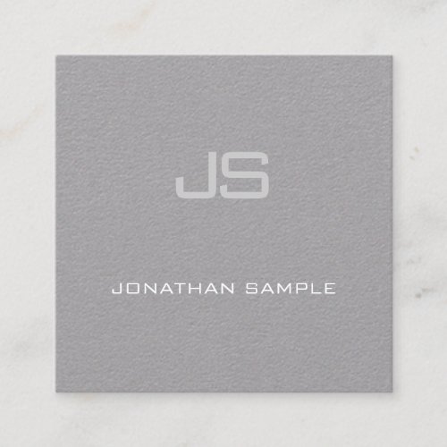 Sophisticated Sleek Monogrammed Premium Grey Plain Square Business Card