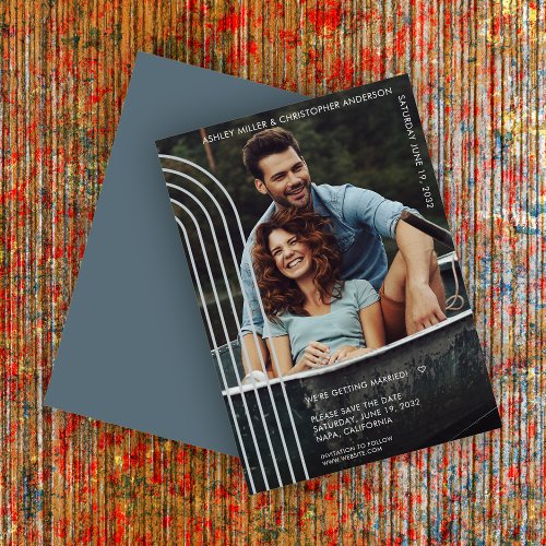 Sophisticated Smoke Blue Modern Save The Date