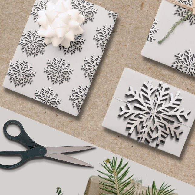 Sophisticated Snowflake Pattern Wrapping Paper Sheets (Creator Uploaded)