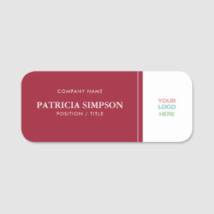 Sophisticated Spicy Dark Red White Modern Name Tag