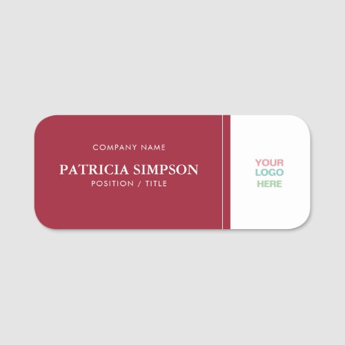 Sophisticated Spicy Dark Red White Unique Modern Name Tag