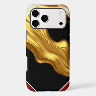 Sophisticated Statement: Black Gold Cream Wave Dia iPhone 17 Pro Max Case