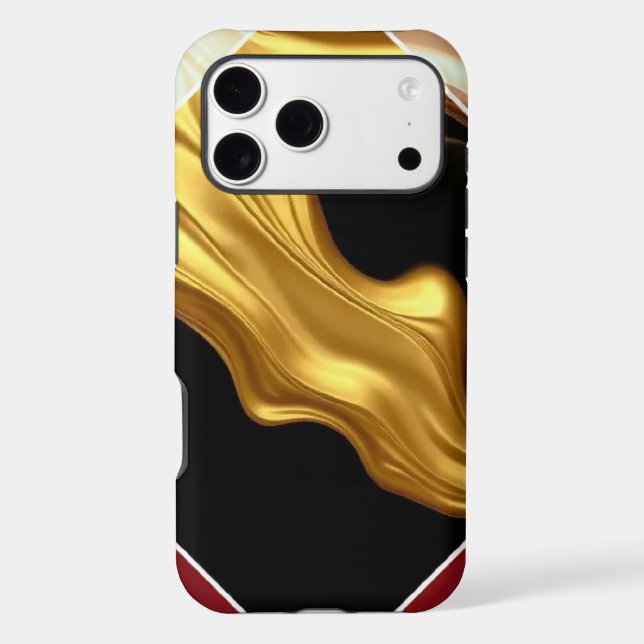 Sophisticated Statement: Black Gold Cream Wave Dia Case-Mate iPhone Case (Back)