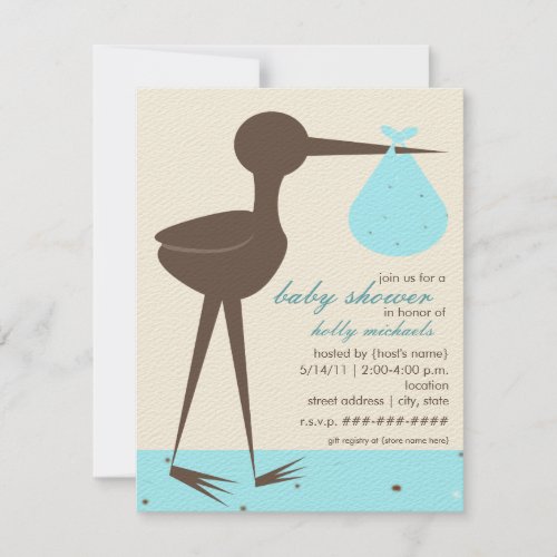 Sophisticated Stork Robins Egg Blue Baby Shower Invitation