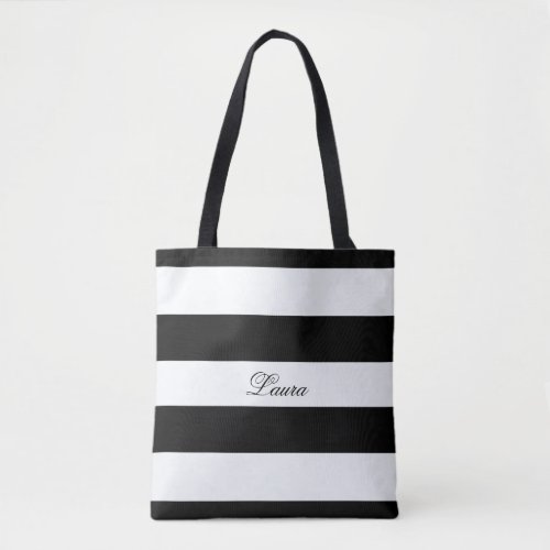 Sophisticated Stripes Personalized  Tote Bag