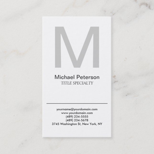 Sophisticated Stylish Grey Monogram Business Card (Front)