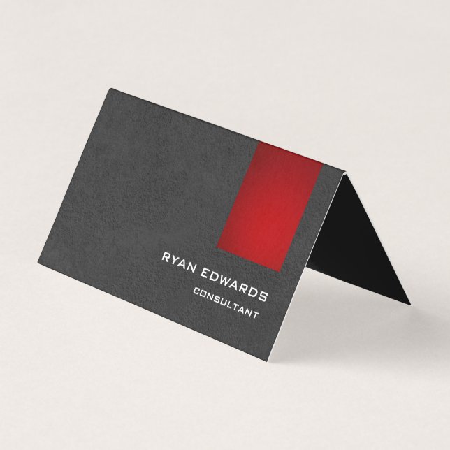 Sophisticated Stylish Red Grey Pattern Modern Business Card (Front)