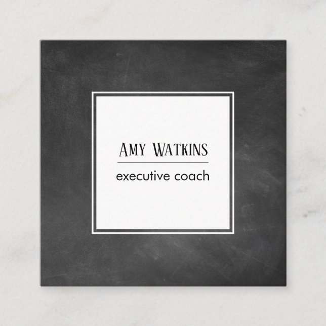 Sophisticated, Subtle Chalkboard Background Bold Square Business Card (Front)