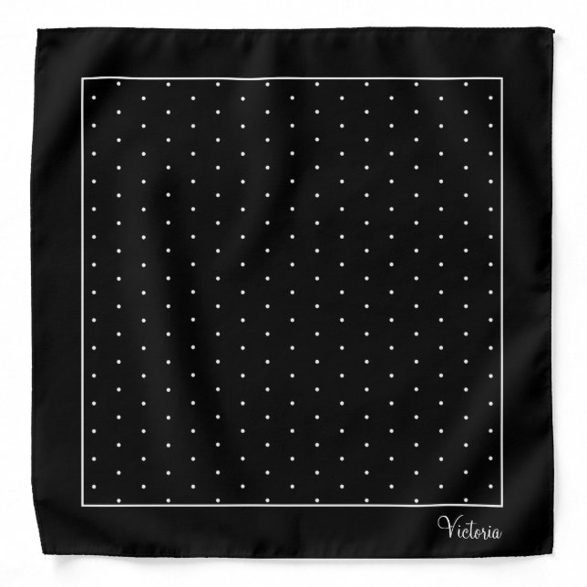 Sophisticated Swiss Dots Square Bandana Black (Front)