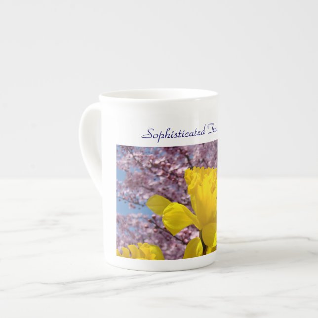 Sophisticated Tea Drinker mugs gifts Daffodils (Front Left)