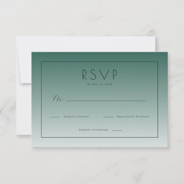 Sophisticated Teal Gradient RSVP Card (Front)
