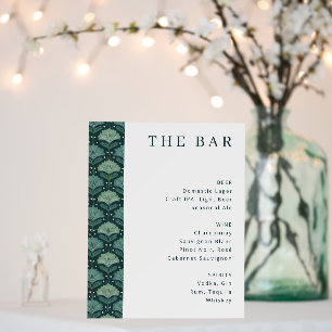 Sophisticated Teal Leafy Bar Menu Foam Board