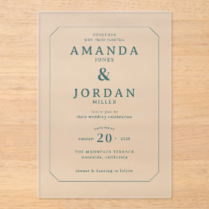 Sophisticated Teal Minimalist Wedding Invitation