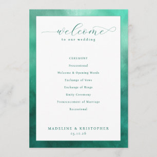 Sophisticated Teal Wedding Ceremony Program