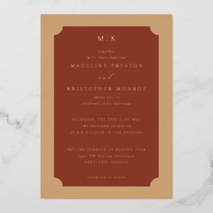 Sophisticated Terracotta Classic Wedding Invitatio Foil Invitation