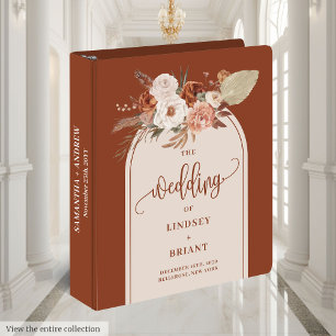 Sophisticated Terracotta Pampas Sage Boho Arch 3 Ring Binder