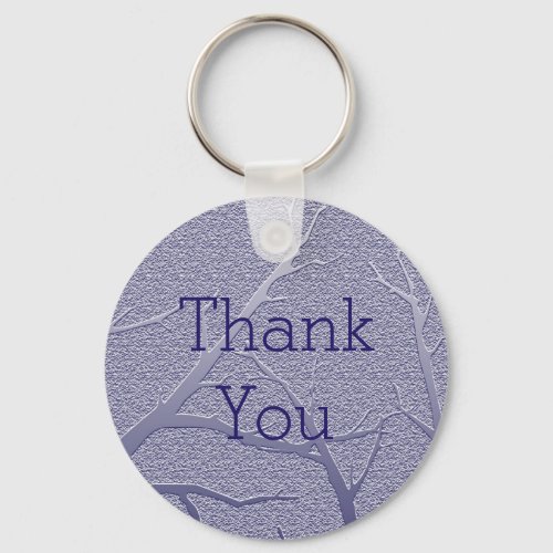 Sophisticated Thank You Winter Branches Blue Keychain