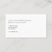Sophisticated Trendy Girly Script Minimal White Business Card (Back)